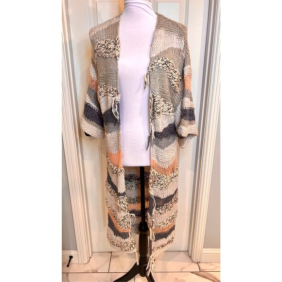 Free People Sweaters - Free People Sands of Time cardigan Size XS kimono sleeve open knit tassel ties